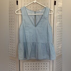 BCBGeneration Light Blue Peplum Tank Top